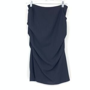 Nicole Miller Collection Ruched Draped Sides Straight Skirt Women Sz 4 Black